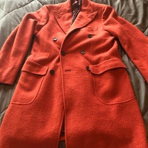 Isaia Coral Red DB Top Coat! Rare! Size 50(40 US)